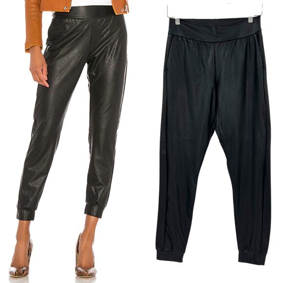 Commando Faux Leather Joggers Pants Pull-On Stretch Tapered Black Size‎ Small - Picture 1 of 10